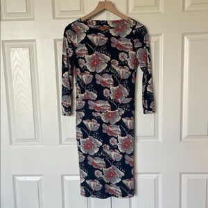 Tory Burch Navy and coral Floral Dress